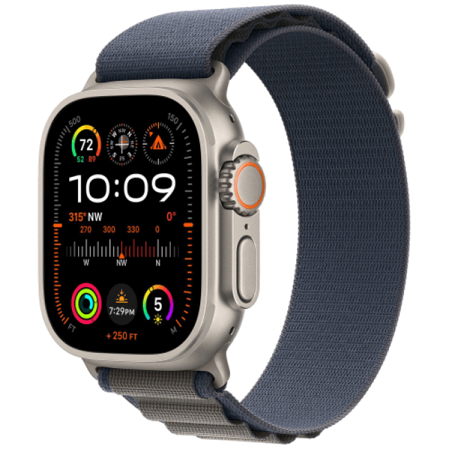 Apple Watch Ultra 2 Titanium Case with Blue Alpine Loop Medium (MREP3)