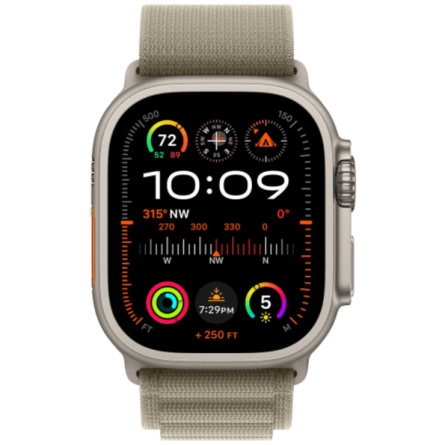 Apple Watch Ultra 2 Titanium Case with Olive Alpine Loop Small (MREX3)