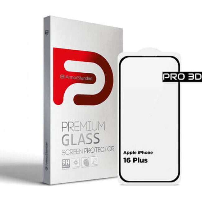 Захисне скло ArmorStandart Pro 3D for Apple iPhone 16 Plus/15 Plus/14 Pro Max Black (ARM78033)