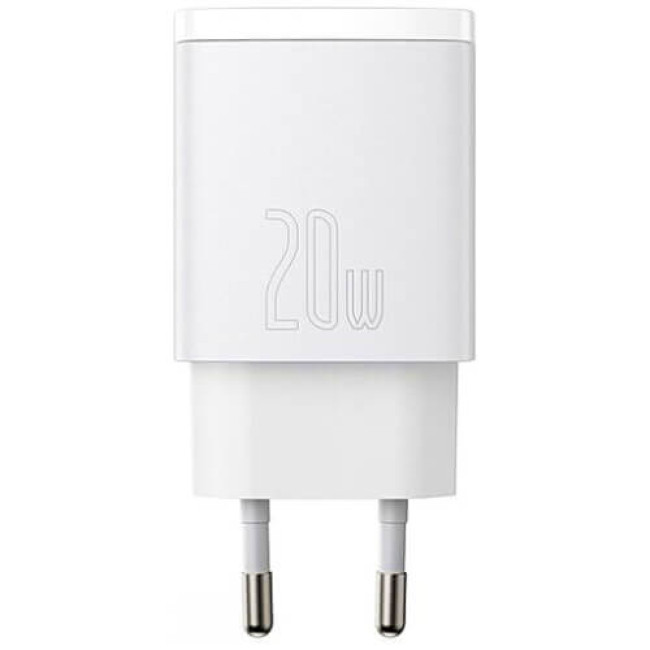 Мережевий зарядний пристрій Baseus Compact Quick Charger U+C 20W White (CCXJ-B02)