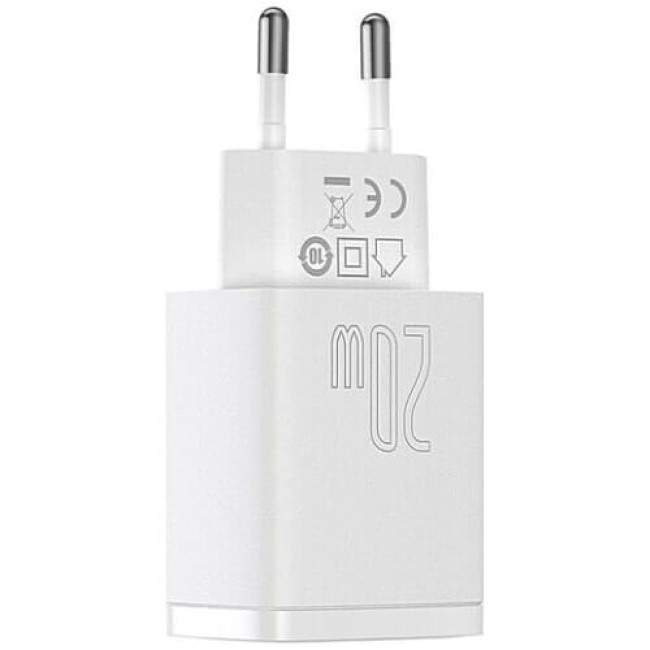Мережевий зарядний пристрій Baseus Compact Quick Charger U+C 20W White (CCXJ-B02)