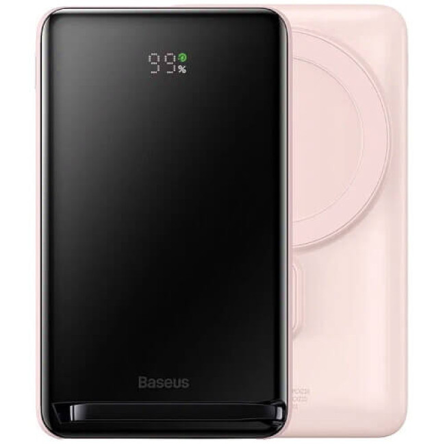 Зовнішній акумулятор Baseus Magnetic Bracket Wireless 10000mAh 20W Pink (PPCX000204)