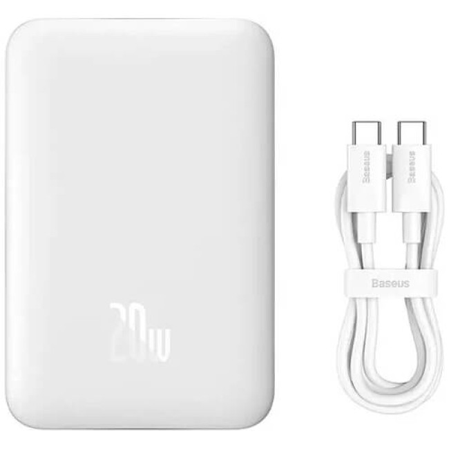 Зовнішній акумулятор Baseus Magnetic Mini Wireless Fast Charge Overseas Edition 20W 10000 mAh White (PPCX070002)