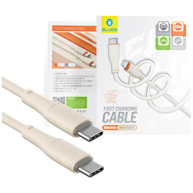 Кабель Blueo Ape Legend USB-C to USB-C Fast Charging Cable Creamy White/Grey (BC5950C-G)