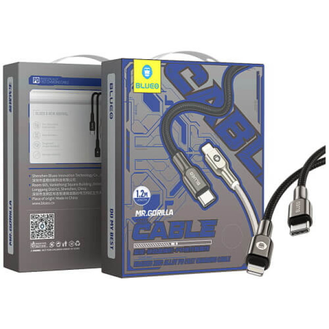 Кабель Blueo Braided Zinc Alloy USB-C to Lightning Cable Black (BC5933B)