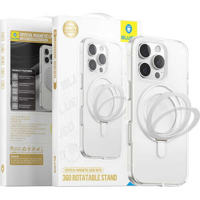 Чохол-накладка Blueo Crystal Case Rotatable Stand for iPhone 16 Pro Max with MagSafe Transparent (BL-039I16PM)