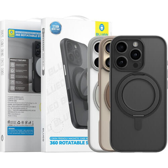 Чохол-накладка Blueo Frosted Magnetic Case Rotatable Stand for iPhone 16 Pro Max with MagSafe Black (BL037-I16PMBLK