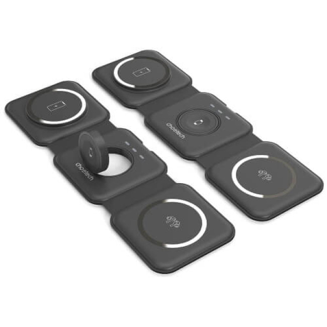 Бездротовий зарядний пристрій Choetech 3 in 1 Foldable Magnetic Wireless Charger Black (T588-F-BK)