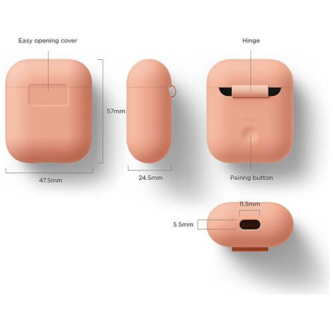 Чохол для навушників Elago Silicone Case Peach for Airpods (EAPSC-PE)