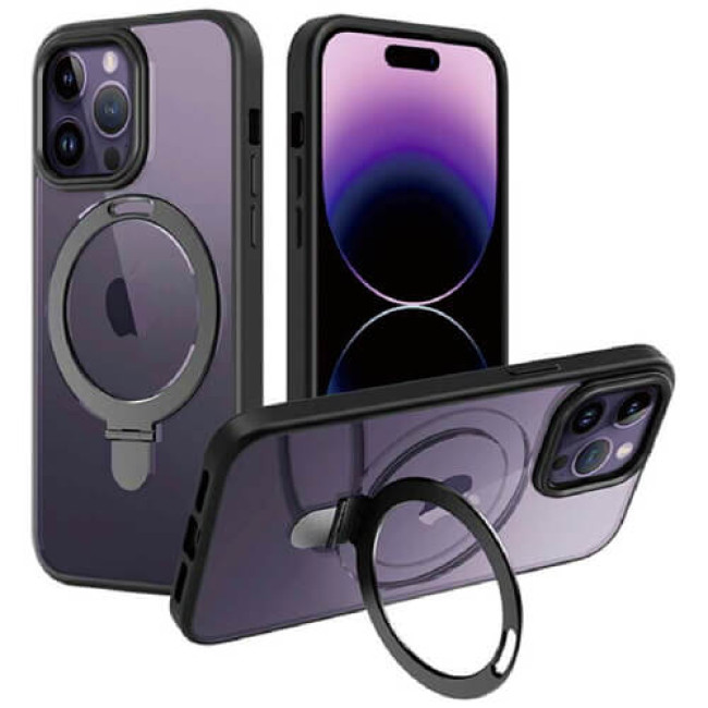 Чохол-накладка FJ Gears AluCase with MagSafe Stand for iPhone 15 Pro Black (CSB150302BLK)