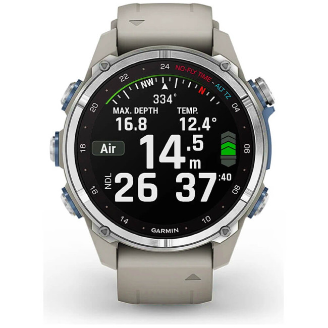 Смарт-годинник Garmin Descent Mk3 43mm Stainless Steel with Fog Gray Silicone Band (010-02753-04/03) ГАРАНТІЯ 3 міс.