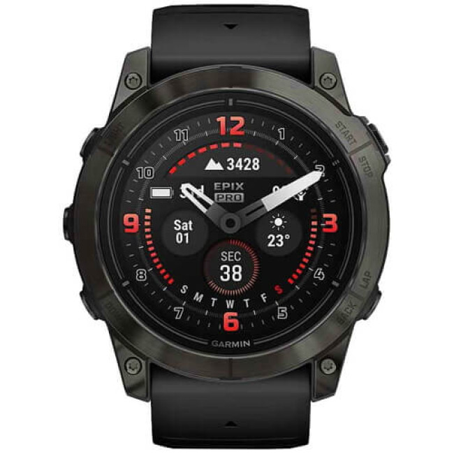 Смарт-годинник Garmin Epix Pro Gen 2 Sapphire 51mm Carbon Gray DLC Titanium with Black Band (010-02804-00/01) ГАРАНТІЯ 3 міс.