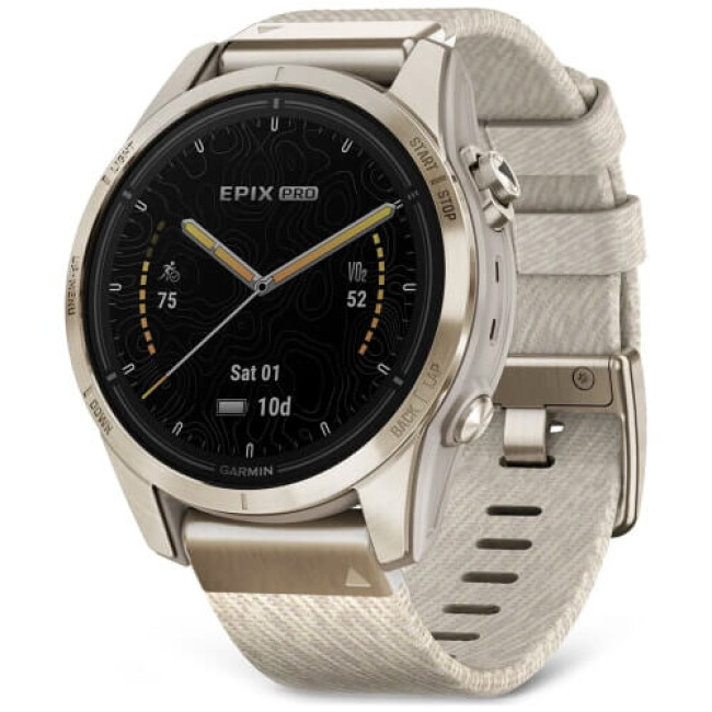 Смарт-годинник Garmin Epix Pro Gen 2 Sapphire 42mm Soft Gold with Cream H. Nylon Band (010-02802-20) ГАРАНТІЯ 3 міс.