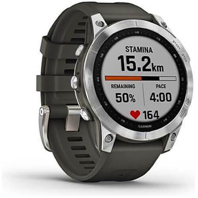 Смарт-годинник Garmin Fenix 7 Silver with Graphite Band (010 Смарт-годинник Garmin Fenix 7 Silver with Graphite Band (010