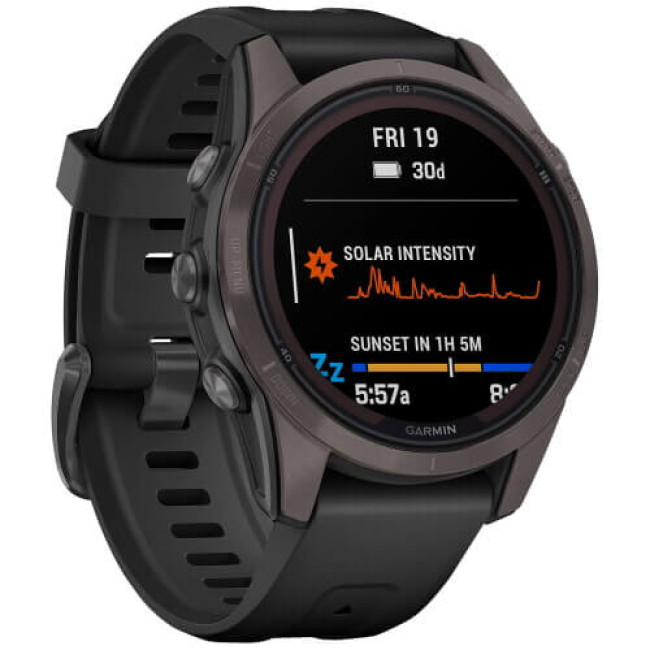 Смарт-годинник Garmin Fenix 7S Pro Sapphire Solar Carbon G. DLC Tit. with Black Band (010-02776-10/11) ГАРАНТІЯ 3 міс.
