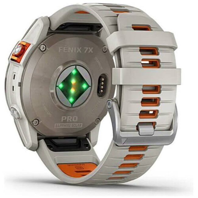 Смарт-годинник Garmin Fenix 7X Pro Sapphire Solar Titanium with Fog Gray/Ember O. Band (010-02778-14/15) ГАРАНТІЯ 3 міс.