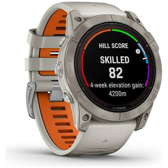 Смарт-годинник Garmin Fenix 7X Pro Sapphire Solar Titanium with Fog Gray/Ember O. Band (010-02778-14/15) ГАРАНТІЯ 3 міс.