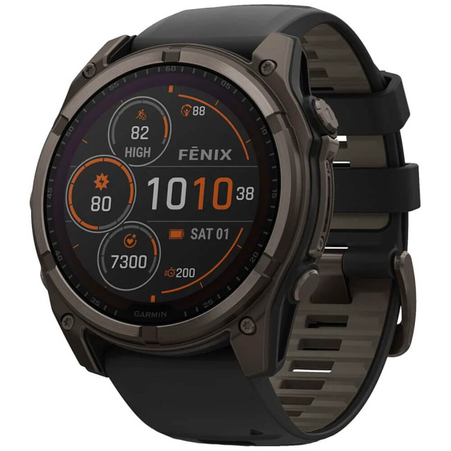 Смарт-годинник Garmin Fenix 8 47mm Solar Sapphire Carbon Gray DLC Titanium w. Black/Pebble Gray S. Band (010-02906-10/11) ГАРАНТІЯ 3 міс.