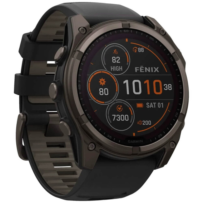 Смарт-годинник Garmin Fenix 8 47mm Solar Sapphire Carbon Gray DLC Titanium w. Black/Pebble Gray S. Band (010-02906-10/11) ГАРАНТІЯ 3 міс.