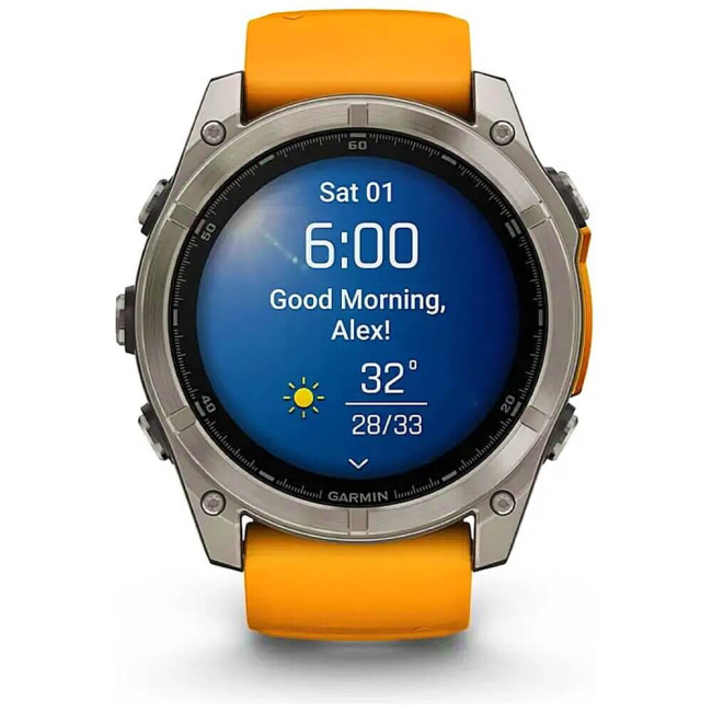 Смарт-годинник Garmin Fenix ​​8 51mm AMOLED S Titanium w. Spark Orange/Graphite Silicone Band (010-02905-10/11) ГАРАНТІЯ 3 міс.