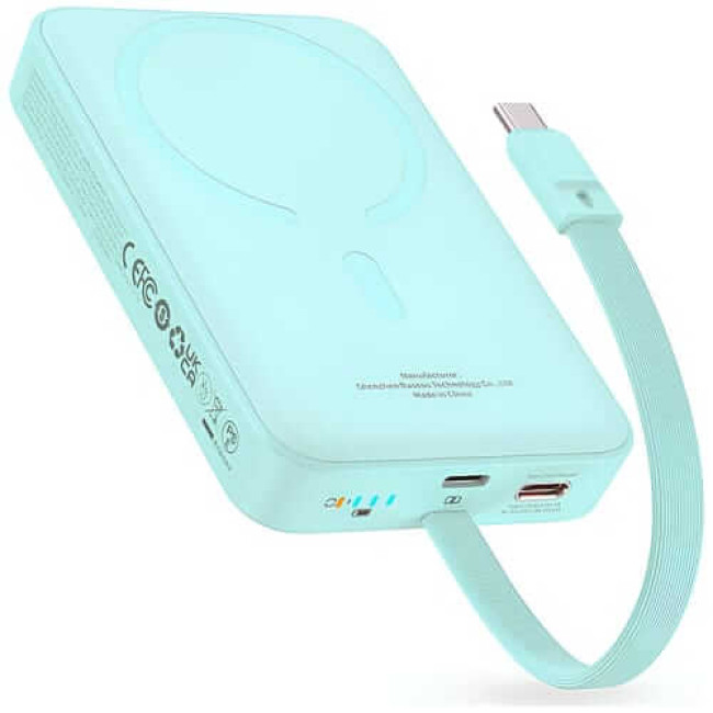 Зовнішній акумулятор Baseus Magnetic Mini Wireless Fast Charge Type-C Edition 10000mAh 30W Peppermint Blue (P1002210B333-00)