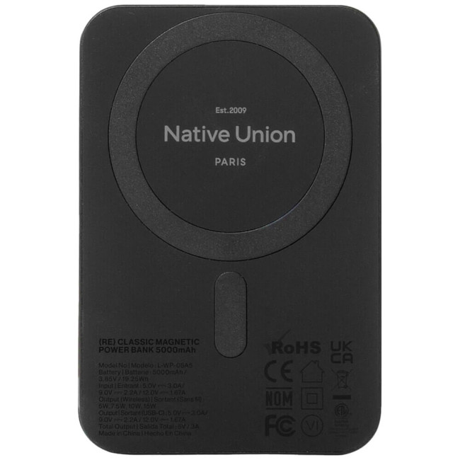 Додатковий акумулятор Native Union (Re) Classic Magnetic Power Bank 5000mAh Black (PB-5KMS-BLK)