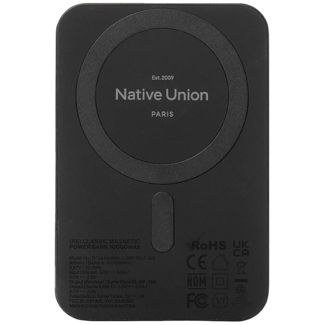 Додатковий акумулятор Native Union (Re) Classic Magnetic Power Bank 10000mAh Black (PB-10KMS-BLK)