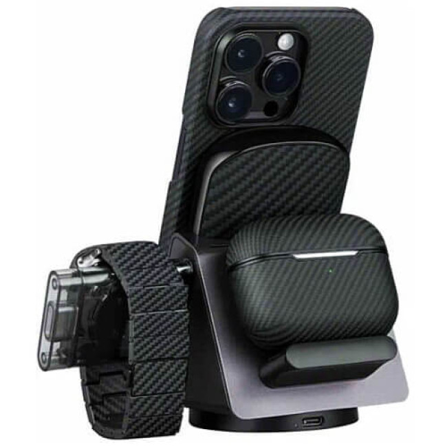 Бездротовий зарядний пристрій Pitaka MagEZ Slider 2 Twill Black/Grey (SL2301)