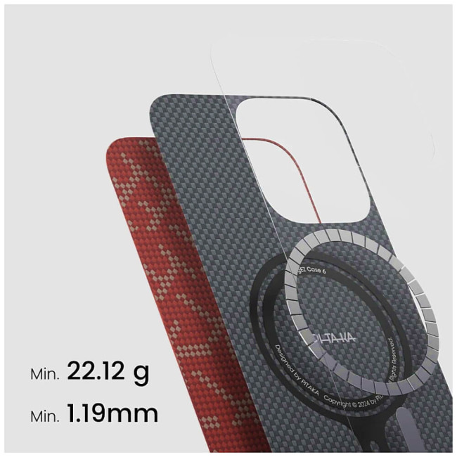 Чохол-накладка Pitaka Tactile Woven Case Monogram Red/Gold for iPhone 16 Pro Max (KI1602PTKP)
