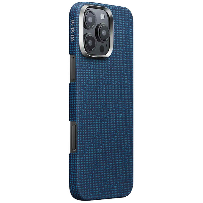 Чохол-накладка Pitaka Tactile Woven Case Monogram Dark Blue for iPhone 16 Pro (KI1603PTK)