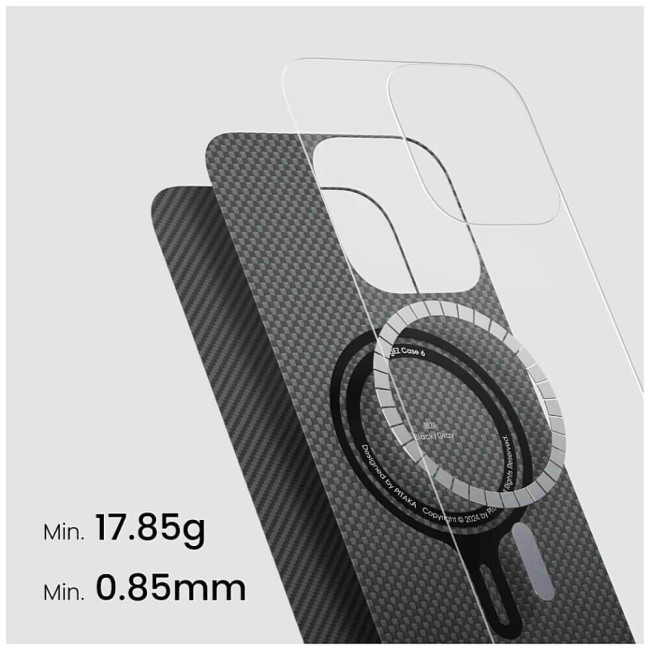 Чохол-накладка Pitaka Ultra-Slim Case Classic Twill 600D Black/Grey for iPhone 16 Plus (KI1601MA)