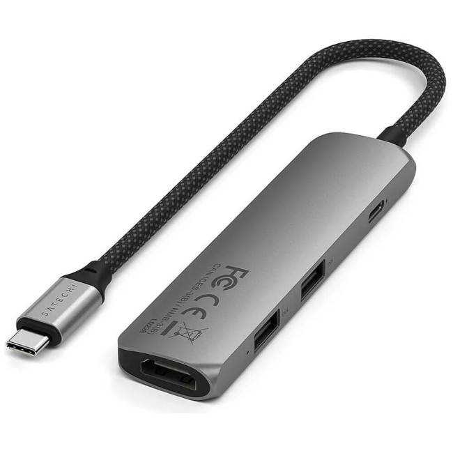 Хаб Satechi 4-in-1 USB-C Slim Multiport 4K Space Grey (ST-P4SM)