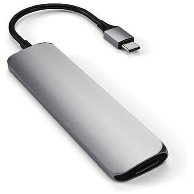 Хаб Satechi Aluminum Type-C Slim Multi-Port Adapter 4K V2 Space Gray (ST-SCMA2M)
