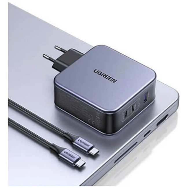 Мережевий зарядний пристрій Ugreen Wall Charger 2xUSB-C+USB CD289 GaN 140W з USB-C Cable Gray (90549)