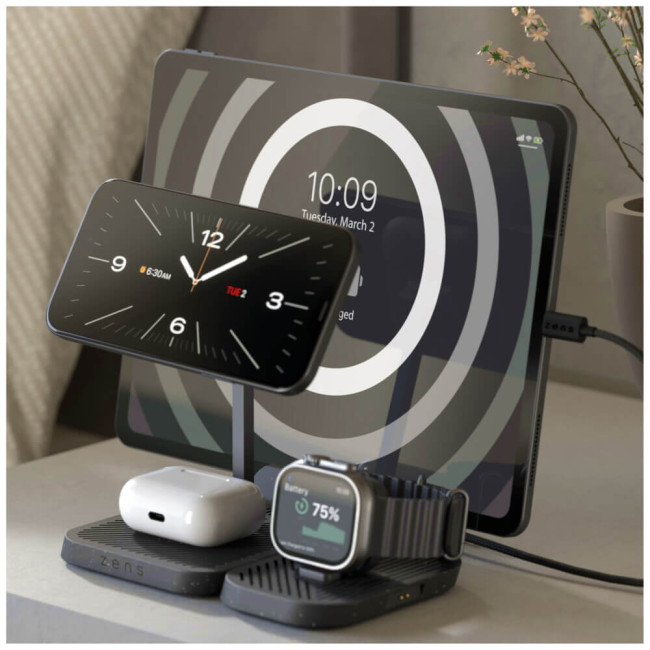 Бездротовий зарядний пристрій Zens 4-in-1 Modular Wireless Charger with iPad Charging Stand Black (ZEAPM03/00)