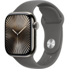 Apple Watch Series 10 46mm Natural Titanium Case with Stone Gray Sport Band S/M (MWY93)