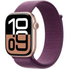 Apple Watch Series 10 42mm Rose Gold Aluminium Case with Plum Sport Loop (MWWK3)