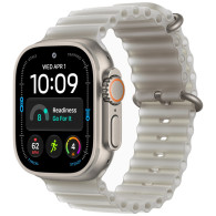Apple Watch Ultra 4 Natural Titanium Case with Translucent Gray Ocean Band (MJAD4)
