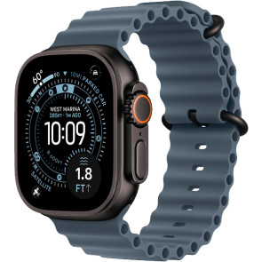 Apple Watch Ultra 3 Black Titanium Case with Anchor Blue Ocean Band (MF254+MGCJ4)