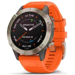 Смарт-годинник Garmin Fenix 6 Pro Titanium with Ember Orange Band (010-02158-14/15) ГАРАНТІЯ 3 міс.