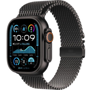 Apple Watch Ultra 2 Black Titanium Case with Black Titanium Milanese Loop Small (MX4W3)