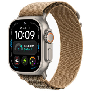 Apple Watch Ultra 4 Natural Titanium Case with Desert Alpine Loop Small (MJAE4)