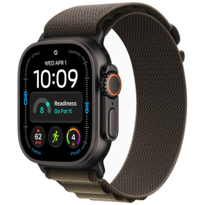 Apple Watch Ultra 4 Black Titanium Case with Dark Olive Alpine Loop Medium (MJCT4+MKDX4)