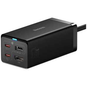 Мережевий зарядний пристрій Baseus GaN5 Pro Desktop Fast Charger USB + 2USB-C + HDMI 67W with 1.5m power cord (with Type-C to Type-C cable) (CCGP110201) Black