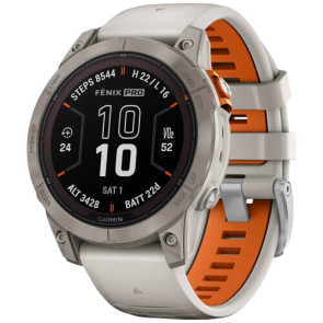Смарт-годинник Garmin Fenix 7 Pro Sapphire Solar Titanium with Fog Gray/Ember O. Band (010-02777-20/21) ГАРАНТІЯ 12 міс.