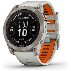 Смарт-годинник Garmin Fenix 7X Pro Sapphire Solar Titanium with Fog Gray/Ember O. Band (010-02778-14/15) ГАРАНТІЯ 3 міс.