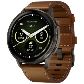Смарт-годинник Garmin Venu 4 45 mm Slate with Brown Leather Band (010-03014-03) ГАРАНТІЯ 3 міс.