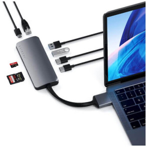 Перехідник Satechi Aluminum Type-C Dual Multimedia Adapter Space Gray (ST-TCDMMAM)