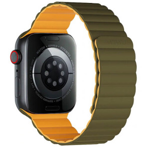 Ремінець WIWU for Apple Watch 42/44/45/49mm Magnetic Silicone Band Series (Army green-Yellow) (Wi-WB001)