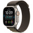 Apple Watch Ultra 4 Natural Titanium Case with Dark Olive Alpine Loop Medium (MJCR4+MK7A4)